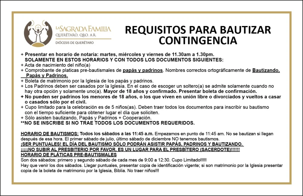 Requisitos para ser padrino de bautizo en México