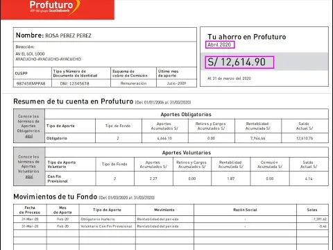 Conoce toda la información importante de tu Estado de Cuenta AFP Profuturo