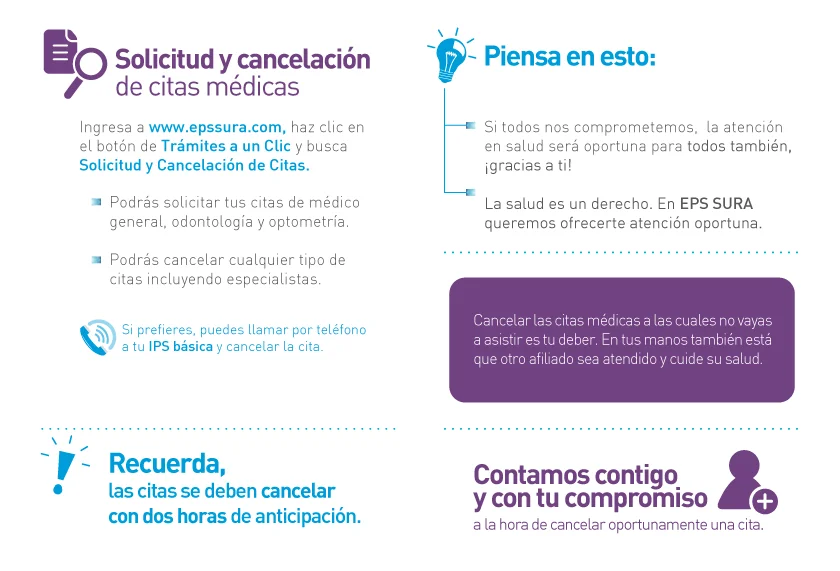Cómo solicitar y cancelar citas en SURA por Internet