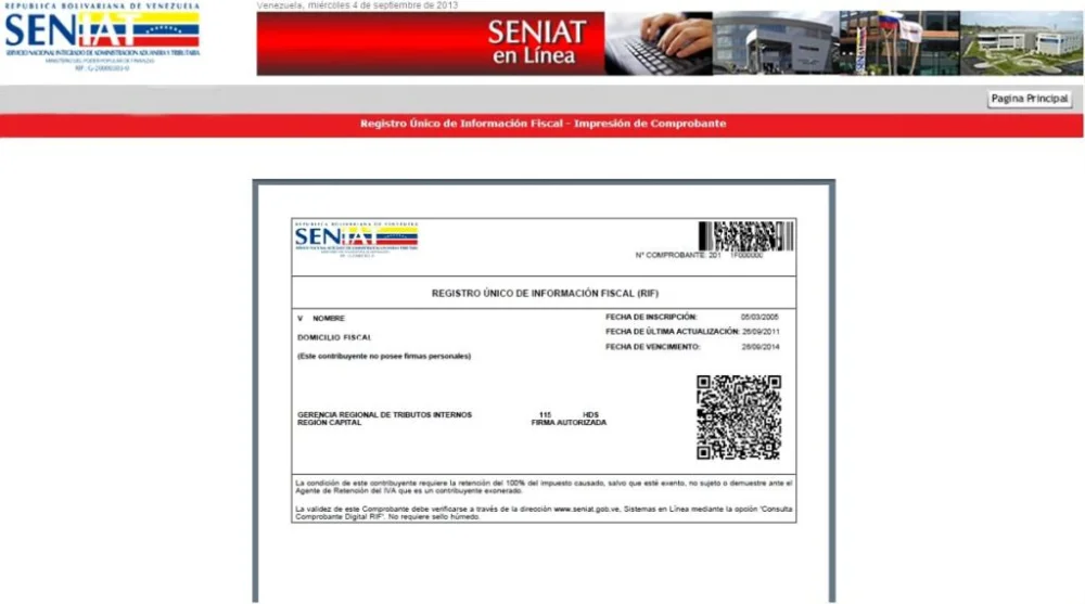 Consulta tu Rif y domicilio fiscal en el sistema del Seniat