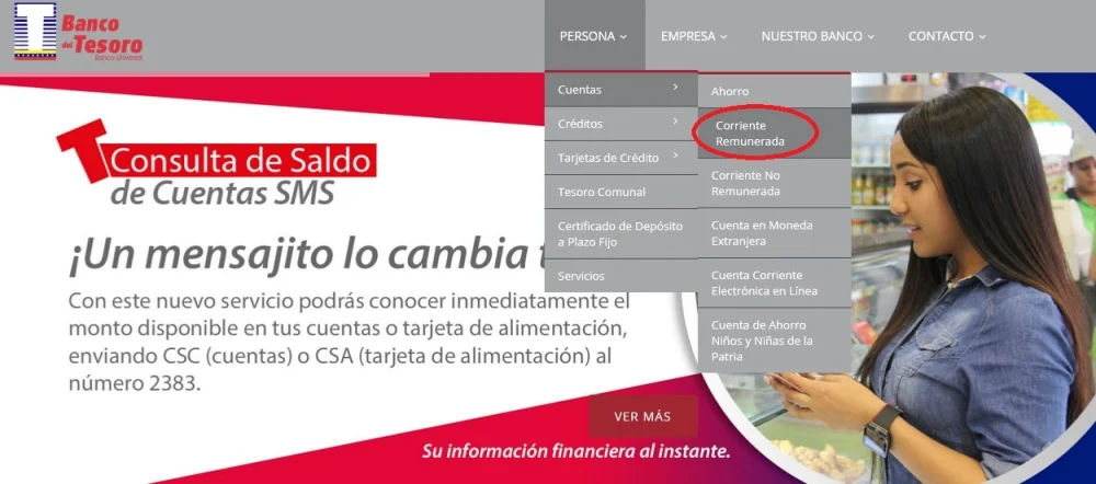 Planilla para apertura de cuenta en Banco del Tesoro.