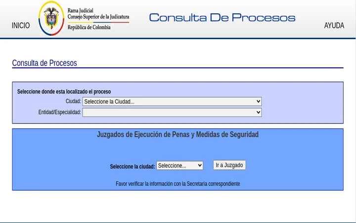 Sistema y consulta de proceso en la Rama Judicial