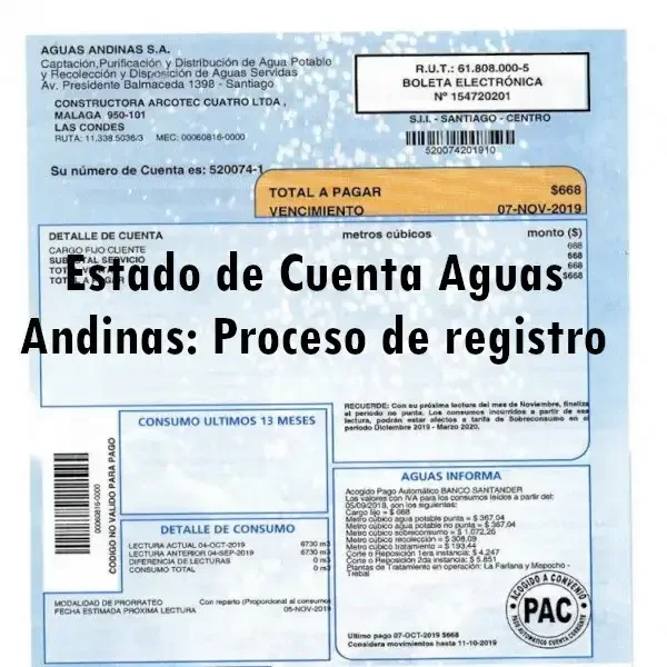 Registro en línea del Estado de Cuenta de Aguas Andinas