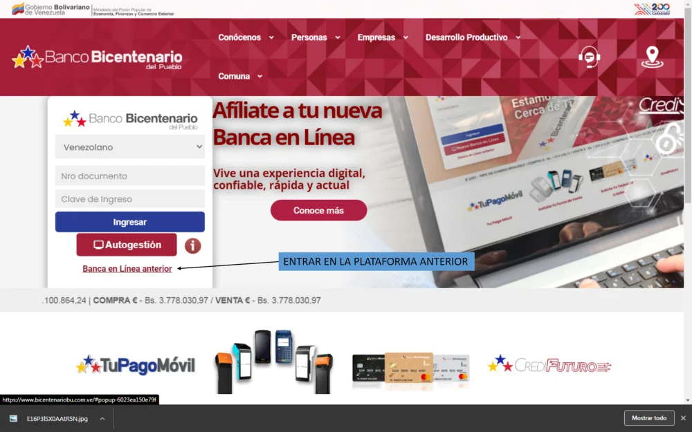 Registro y consulta del Estado de Cuenta en Banco Bicentenario