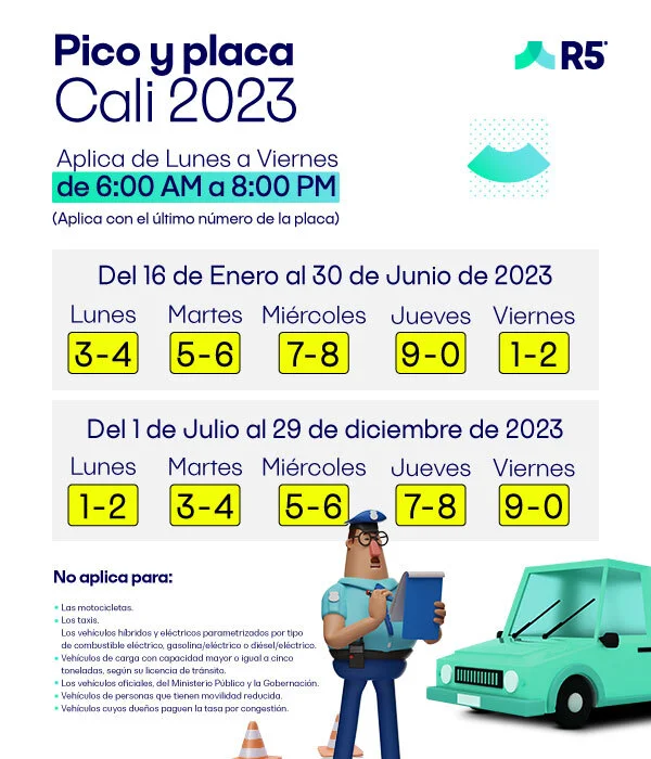 Conoce las restricciones de Pico y Placa para particulares en Cali