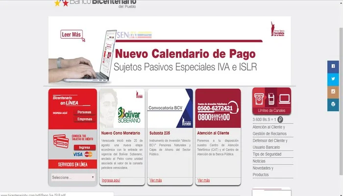Registro correcto en línea en el Banco Bicentenario
