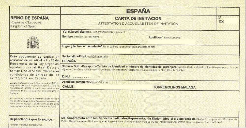 Carta de Invitación a España