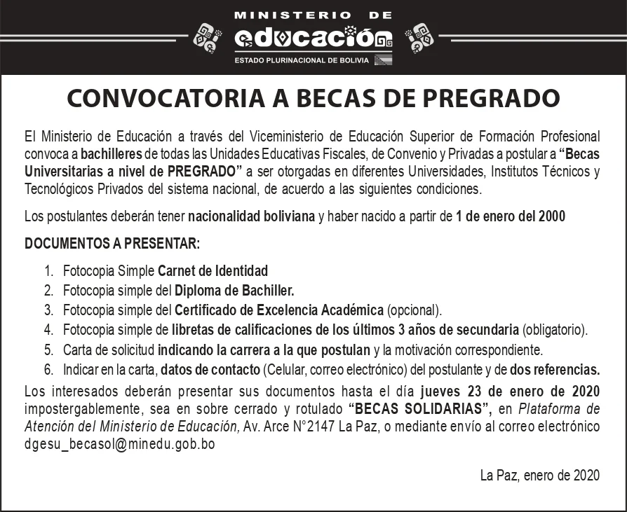 Todo lo que necesitas saber sobre los requisitos para solicitar una beca universitaria en Bolivia