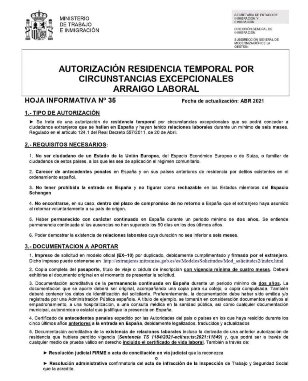 Todo lo que debes saber sobre los requisitos para solicitud de permiso de residencia por arraigo laboral en España