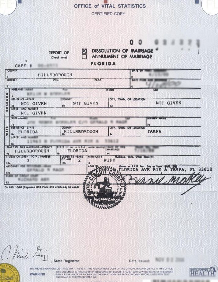 Certificado De Divorcio